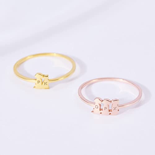 Custom Dog Cat Ring, Engraved Pets Initials, Pet Lover Gift