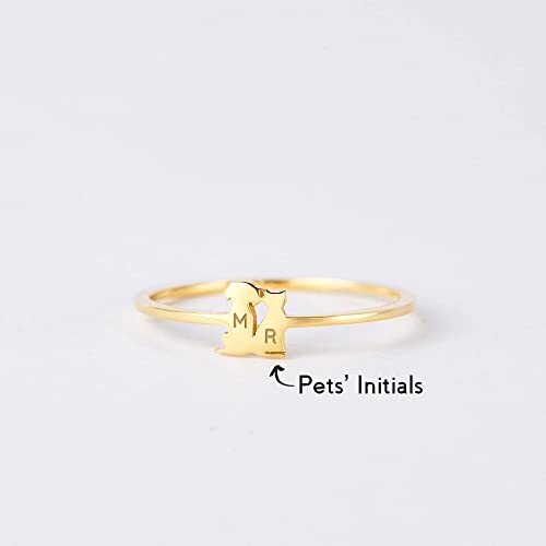Custom Dog Cat Ring, Engraved Pets Initials, Pet Lover Gift