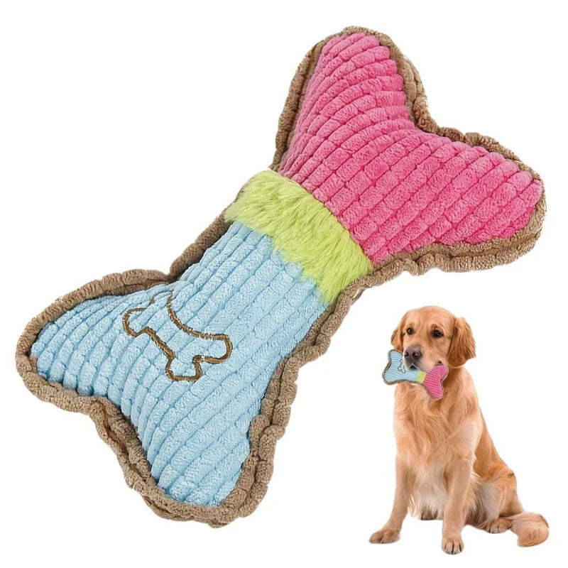1pc Dog Squeaky Toys, Bones Plush Dogs Chew Toy for Small Medium Breed Puppy Aggressive Chewer Pets Puppy Playing Cleaning Teeth