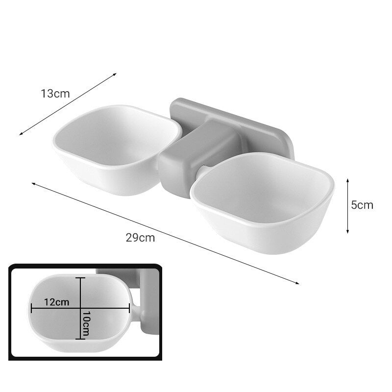 Cat Food and Water Bowls Set Adjustable Elevated Puppy Bowls
