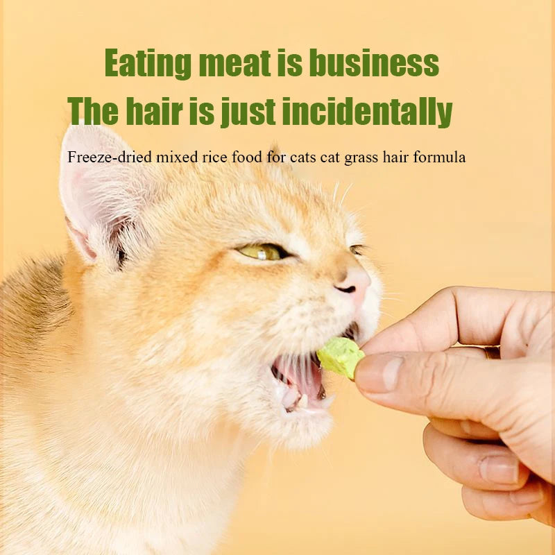 Cat grass freeze-dried meat square particles cat snacks ready-to-eat hair removal hair ball tablets into kitten food