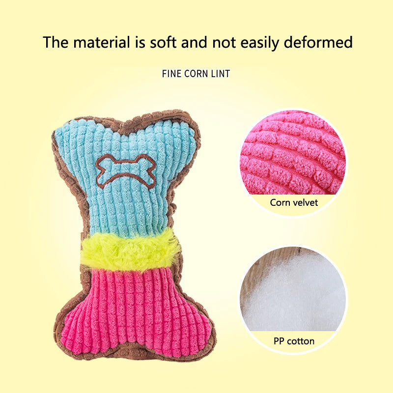 1pc Dog Squeaky Toys, Bones Plush Dogs Chew Toy for Small Medium Breed Puppy Aggressive Chewer Pets Puppy Playing Cleaning Teeth