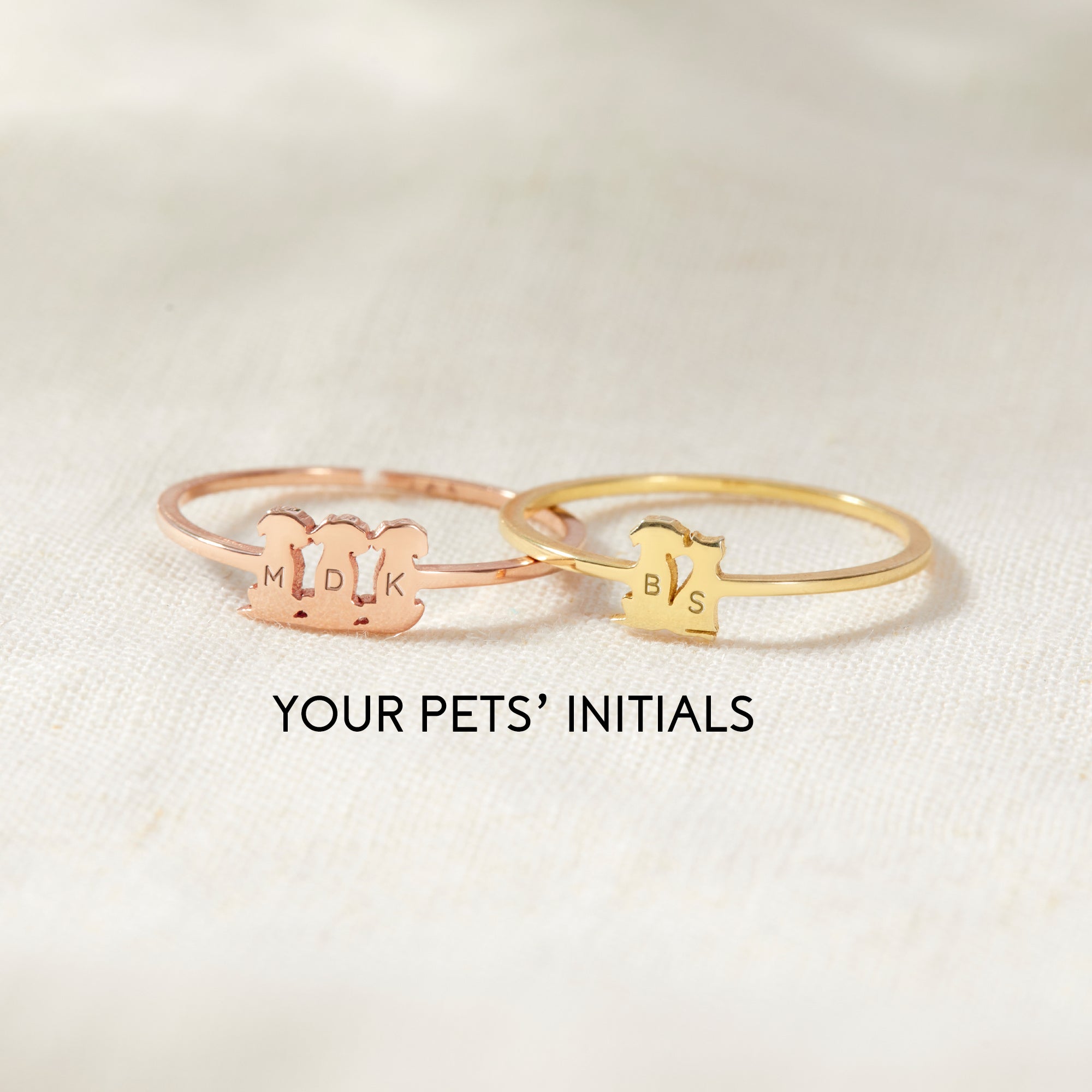 Custom Dog Cat Ring, Engraved Pets Initials, Pet Lover Gift
