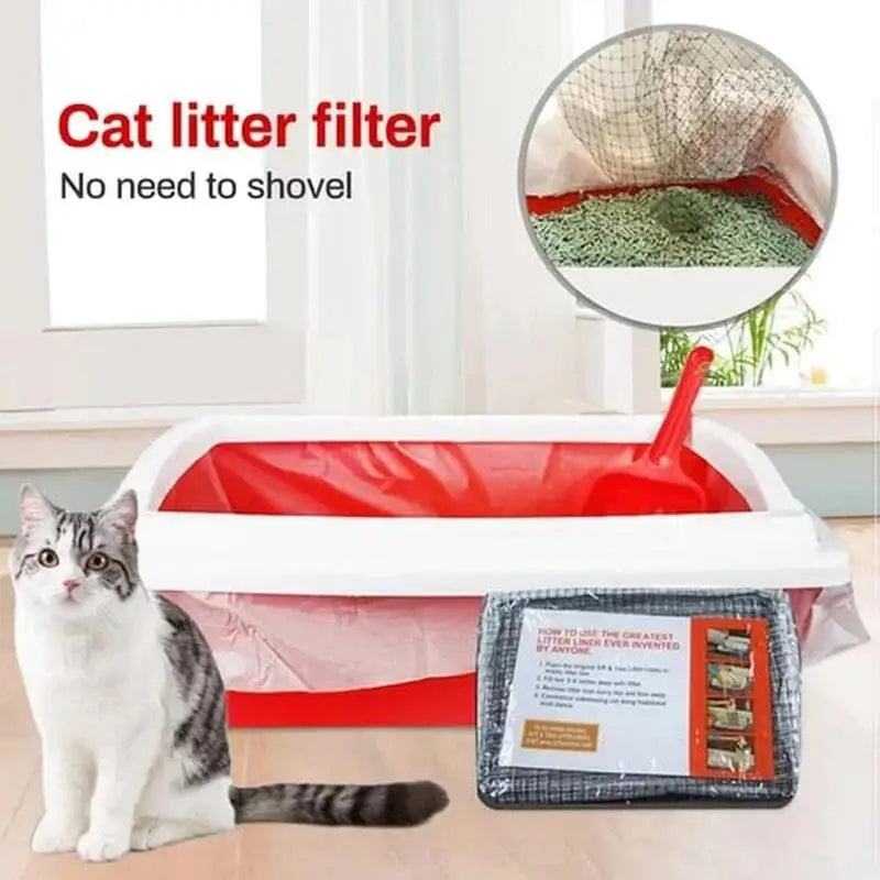 Durable Cat Litter Bags Liners Reusable Cat Feces Filter 10Pcs Cat Sand Bag Filter Pet Hygienic Litter Box Liner for Pet Litter