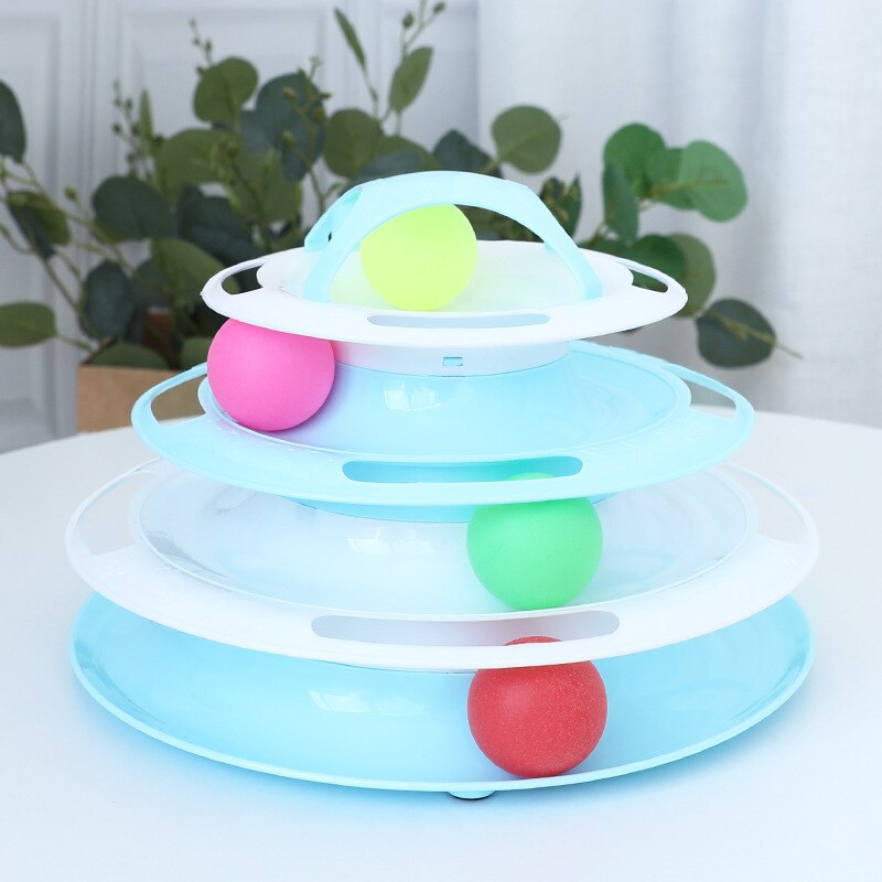 Cat Toys Multicolor Cat Turntable Ball Four Layer Cat Toys Track Ball Cat Toys Interactive Pet Supplies Cat Toys Interactive