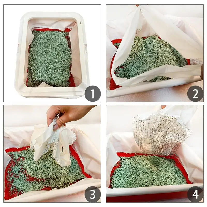 Durable Cat Litter Bags Liners Reusable Cat Feces Filter 10Pcs Cat Sand Bag Filter Pet Hygienic Litter Box Liner for Pet Litter