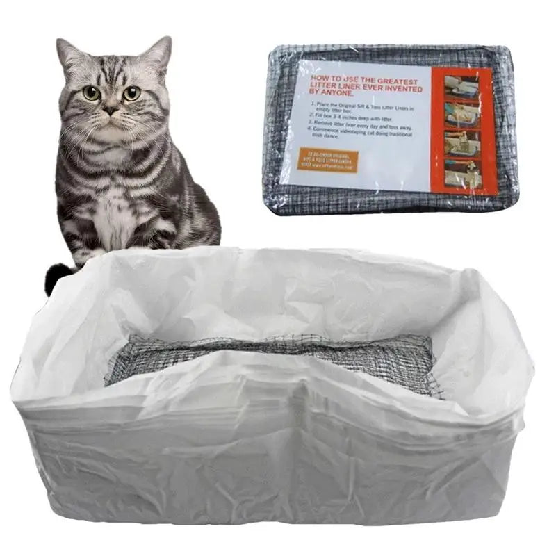 Durable Cat Litter Bags Liners Reusable Cat Feces Filter 10Pcs Cat Sand Bag Filter Pet Hygienic Litter Box Liner for Pet Litter