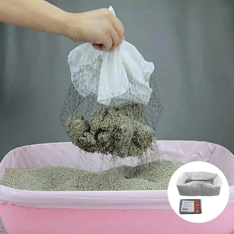 Durable Cat Litter Bags Liners Reusable Cat Feces Filter 10Pcs Cat Sand Bag Filter Pet Hygienic Litter Box Liner for Pet Litter