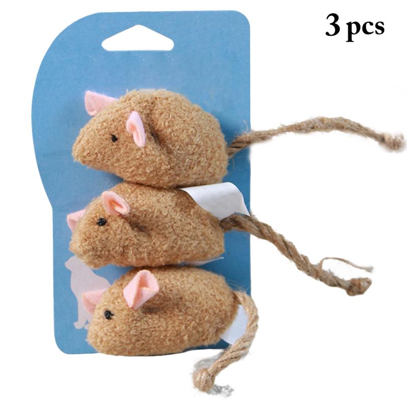 3Pcs Cat Mice Toy Best Bite-Resistant Plush Cute Cat Toys Cat Chew Toy