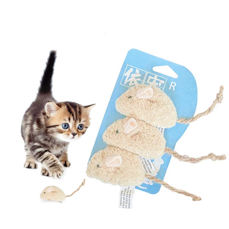 3Pcs Cat Mice Toy Best Bite-Resistant Plush Cute Cat Toys Cat Chew Toy