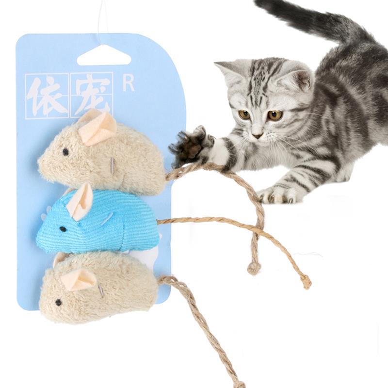 3Pcs Cat Mice Toy Best Bite-Resistant Plush Cute Cat Toys Cat Chew Toy