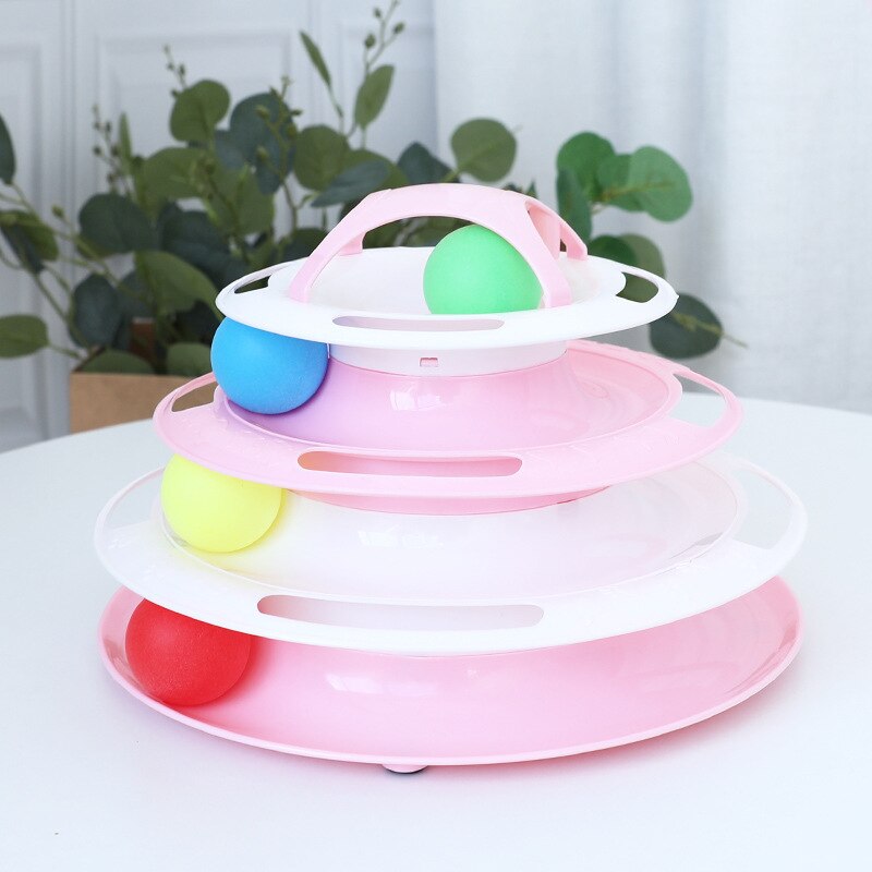 Cat Toys Multicolor Cat Turntable Ball Four Layer Cat Toys Track Ball Cat Toys Interactive Pet Supplies Cat Toys Interactive