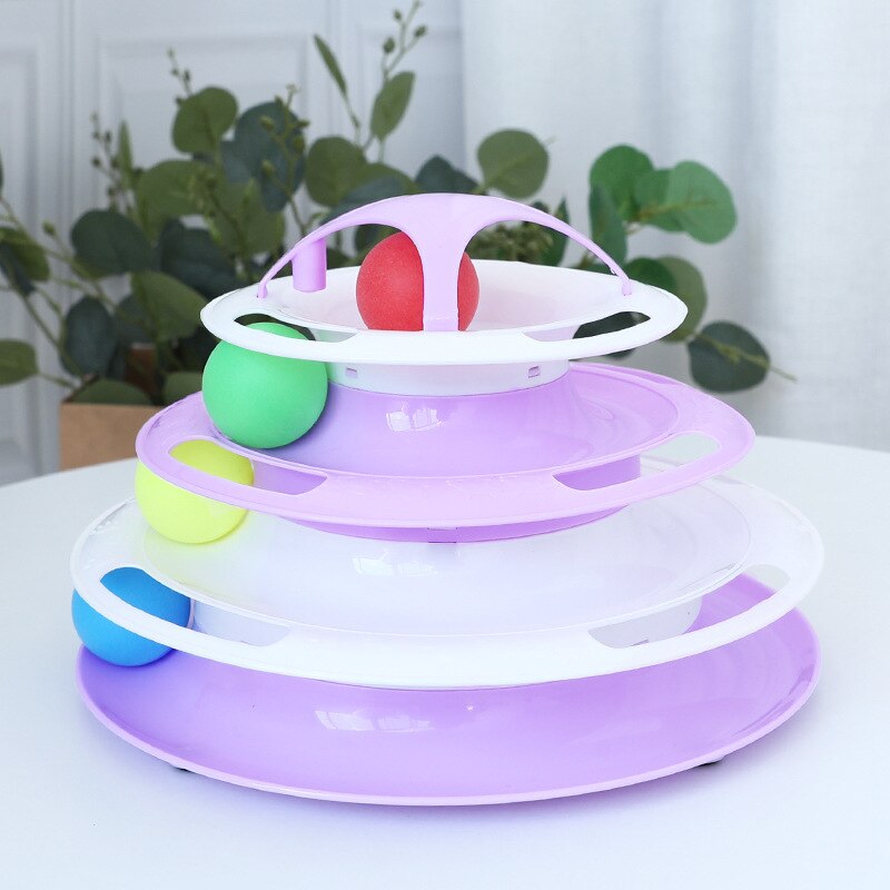 Cat Toys Multicolor Cat Turntable Ball Four Layer Cat Toys Track Ball Cat Toys Interactive Pet Supplies Cat Toys Interactive