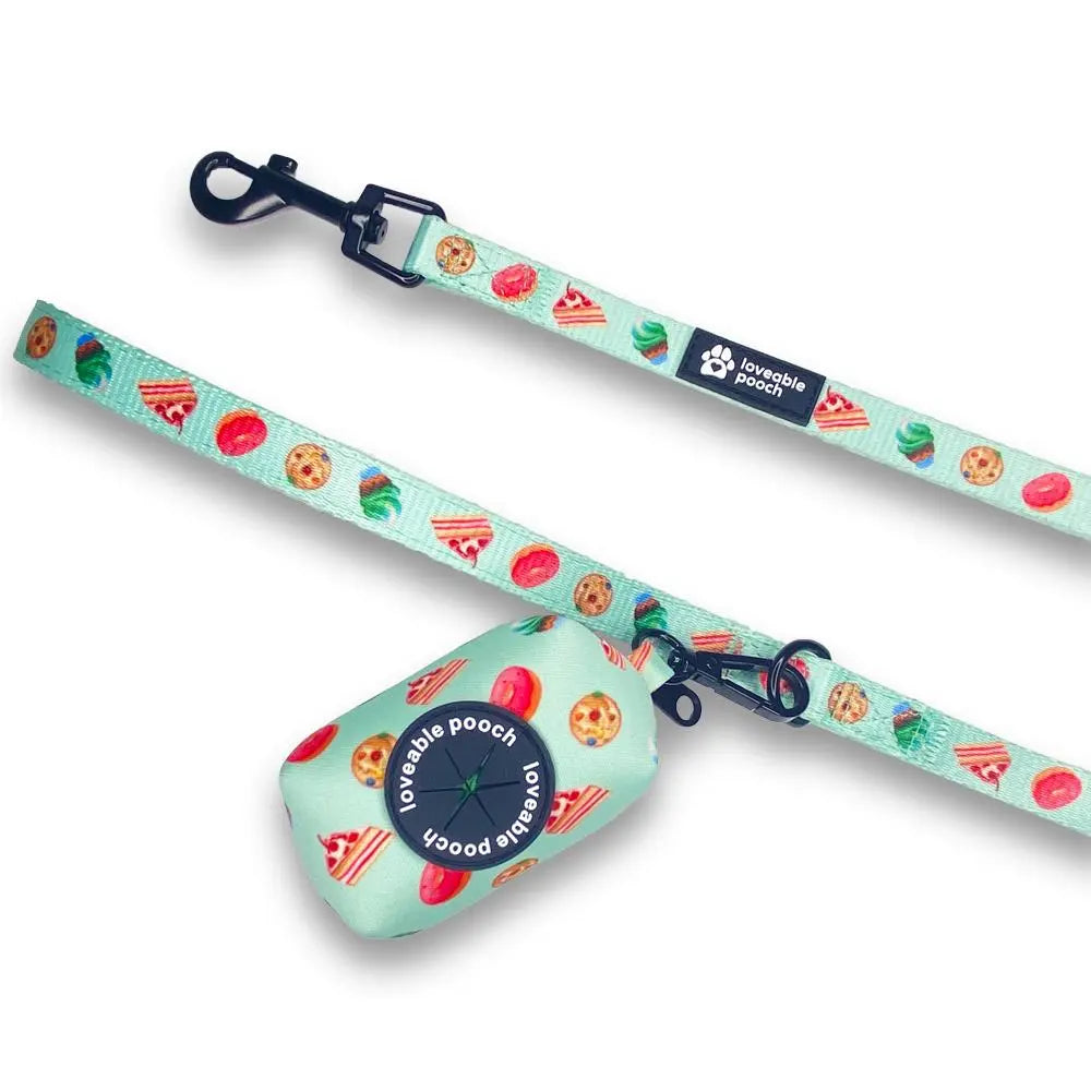 Sweet Treats Dog Leash & Poop Bag Holder Set